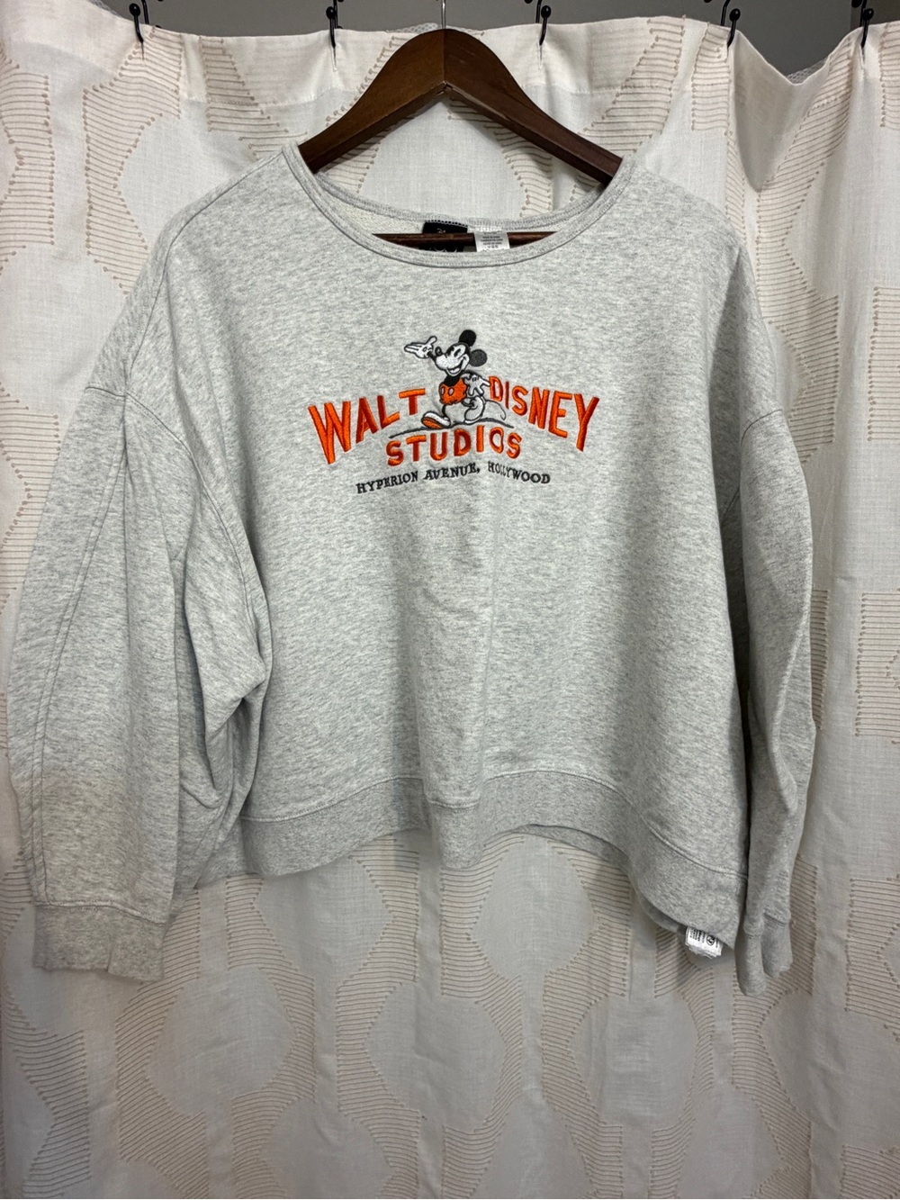 Disney Light Gray Crewneck Sweatshirt with Orange Walt Disney Studios Logo